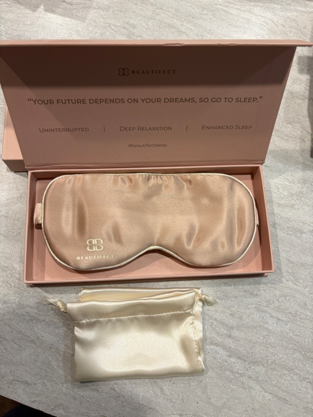 Beautifect Satin Sleep Mask in Champagne